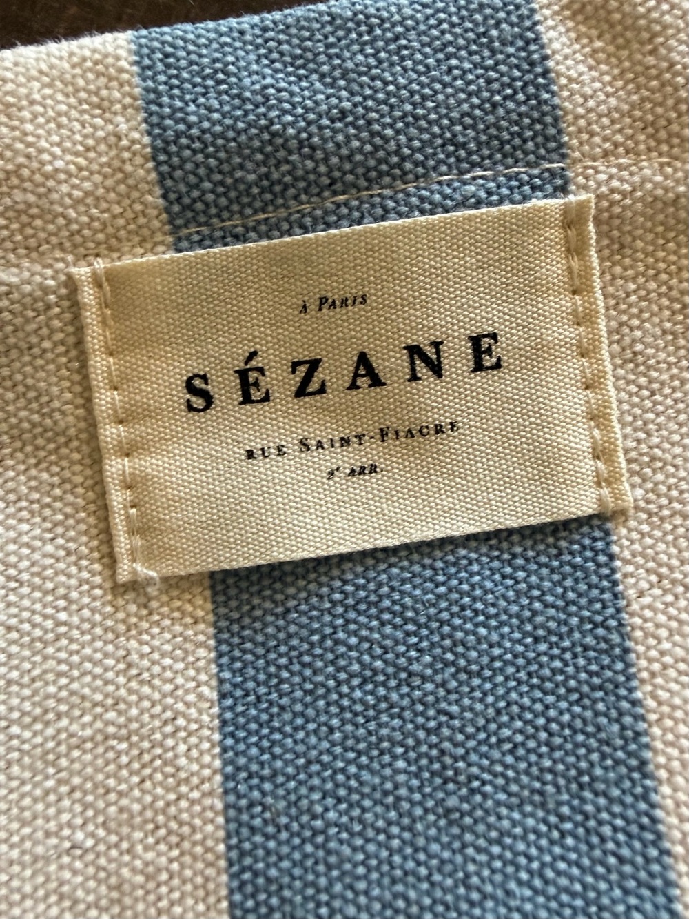 Sezane Blue and White Striped Canvas Tote - Picture 2 of 6